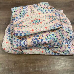 Natural Life King Flat/Fitted Sheet Pillow Case Dark Cream Tie Dye Floral Rip